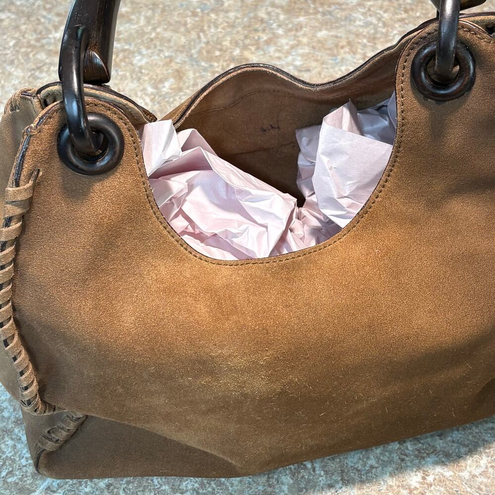 Tom Ford for Gucci Whipstitch Brown Suede 2002 Hobo Bag Luxury Authentic Purse - Picture 10 of 16